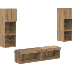 vidaXL Unité murale de TV 6 pcs Chêne artisanal Bois d'ingénierie