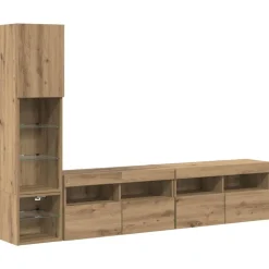 vidaXL Unité murale de TV 4 pcs Chêne artisanal Bois d'ingénierie