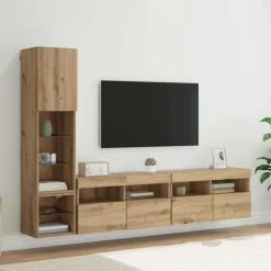 vidaXL Unité murale de TV 4 pcs Chêne artisanal Bois d'ingénierie