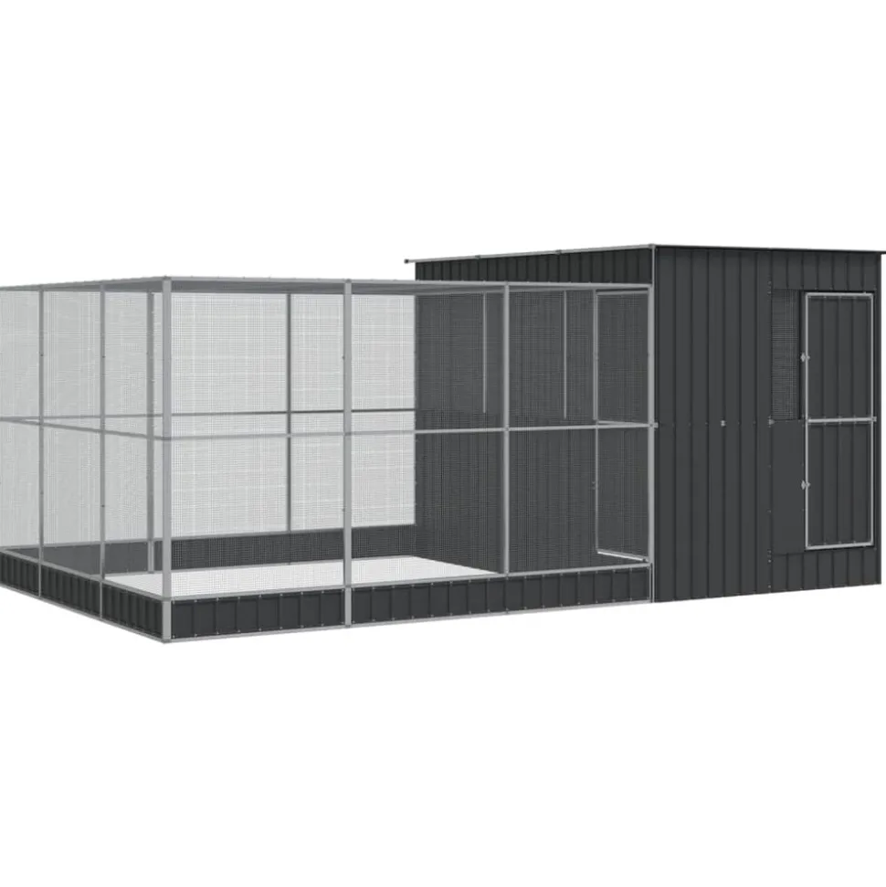vidaXL Volière avec extension argenté 497x303x216 cm acier