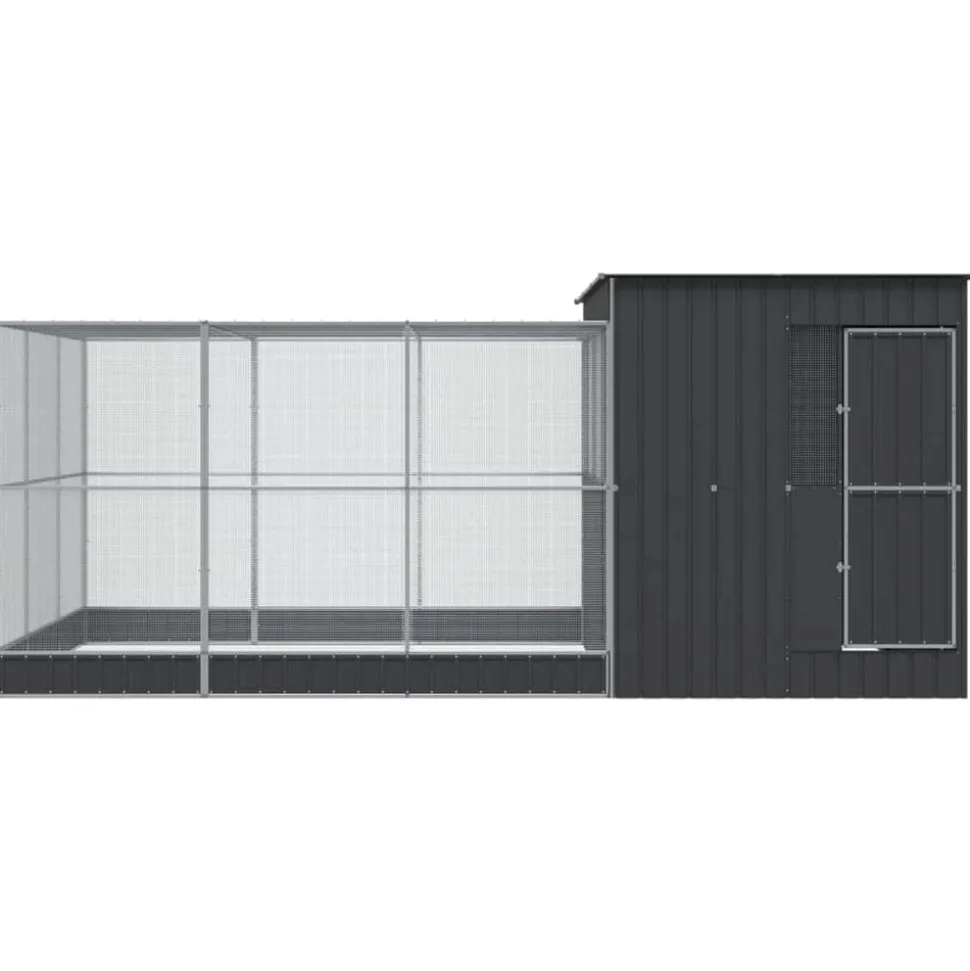 vidaXL Volière avec extension argenté 497x303x216 cm acier